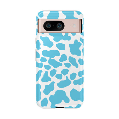 Blue Cow print phone case iPhone Samsung Google, Phone Case, JSCHAFFA.com