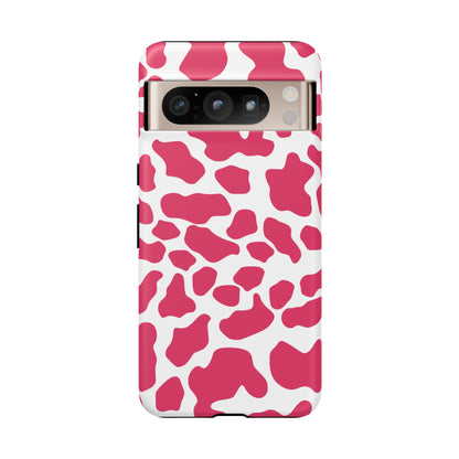 Pink Cow Print Cellphone Case iPhone Samsung Google, Phone Case, JSCHAFFA.com