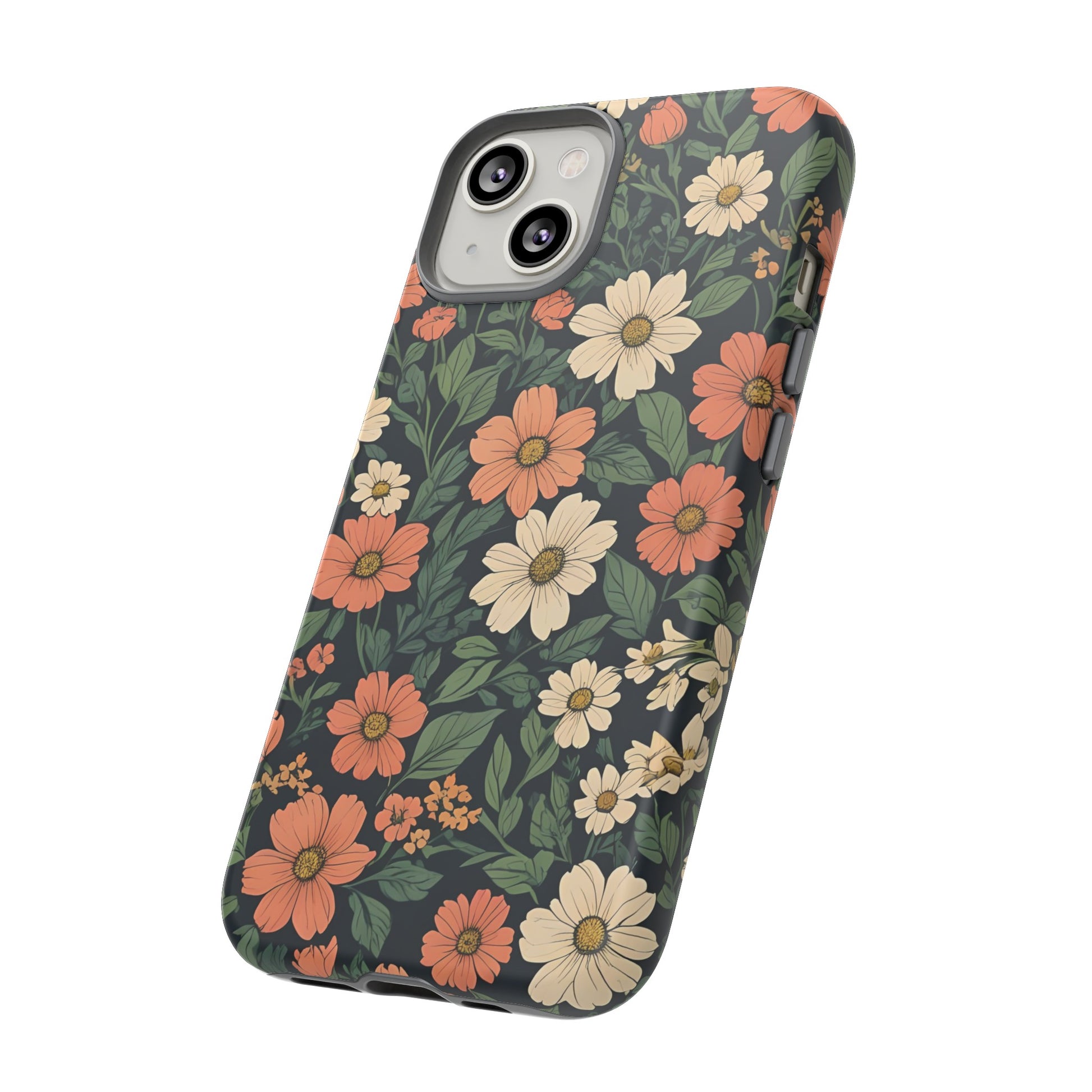 Orange & White Floral Phone Case - Elegant Protection for iPhone, Samsung, and Google Phones, Phone Case, JSCHAFFA.com