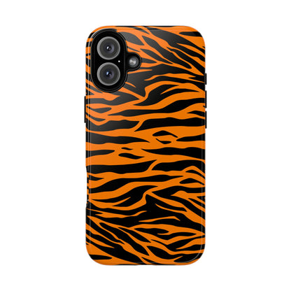 Orange Cute Wild Tiger Print Pattern Tough Phone Case.