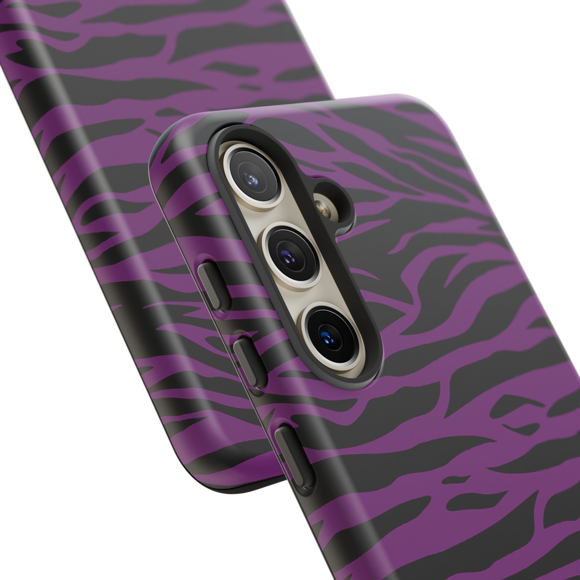 Purple Black Tiger print tough phone case, Phone Case, JSCHAFFA.com