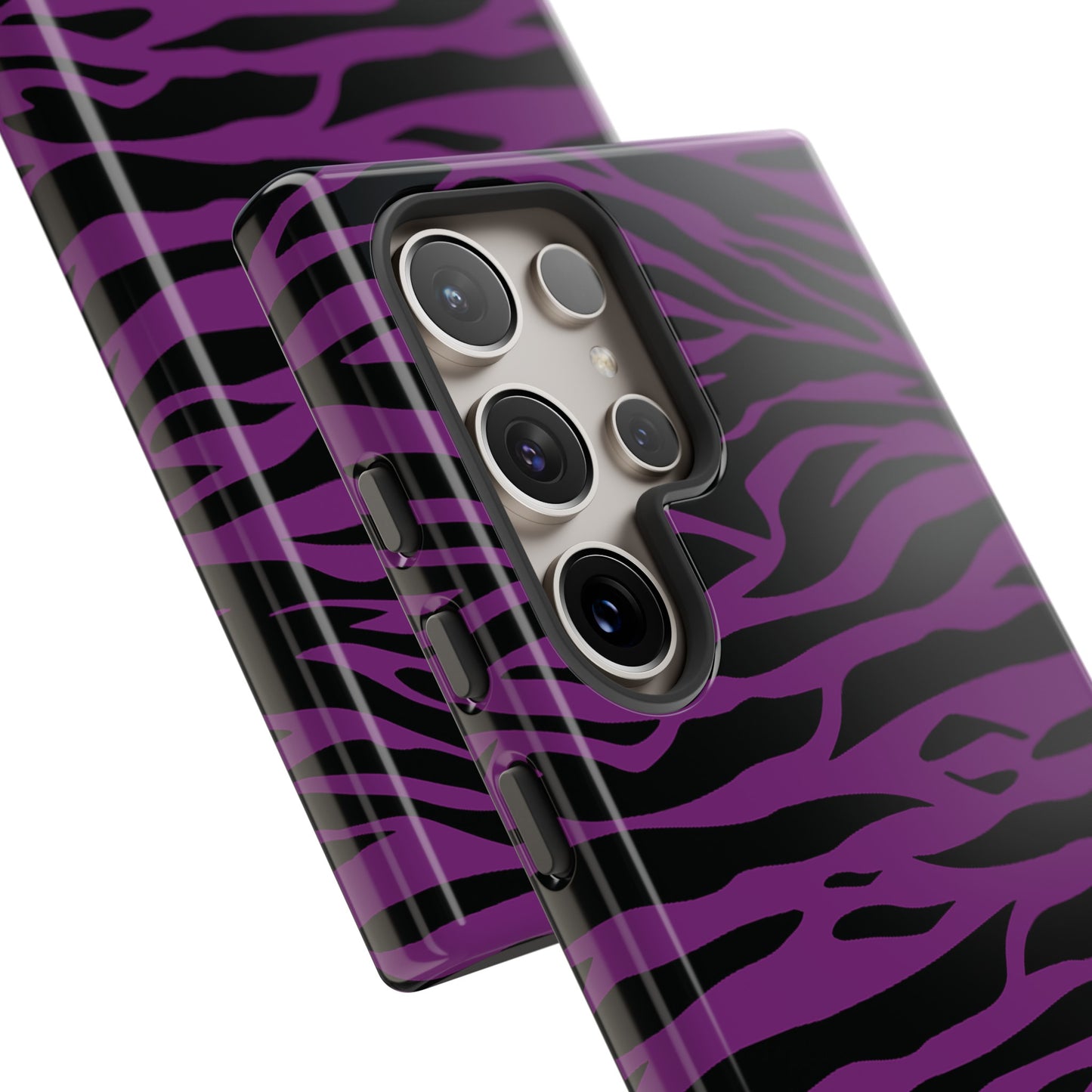 Purple Black Tiger print tough phone case, Phone Case, JSCHAFFA.com