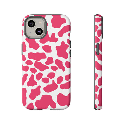 Pink Cow Print Cellphone Case iPhone Samsung Google, Phone Case, JSCHAFFA.com