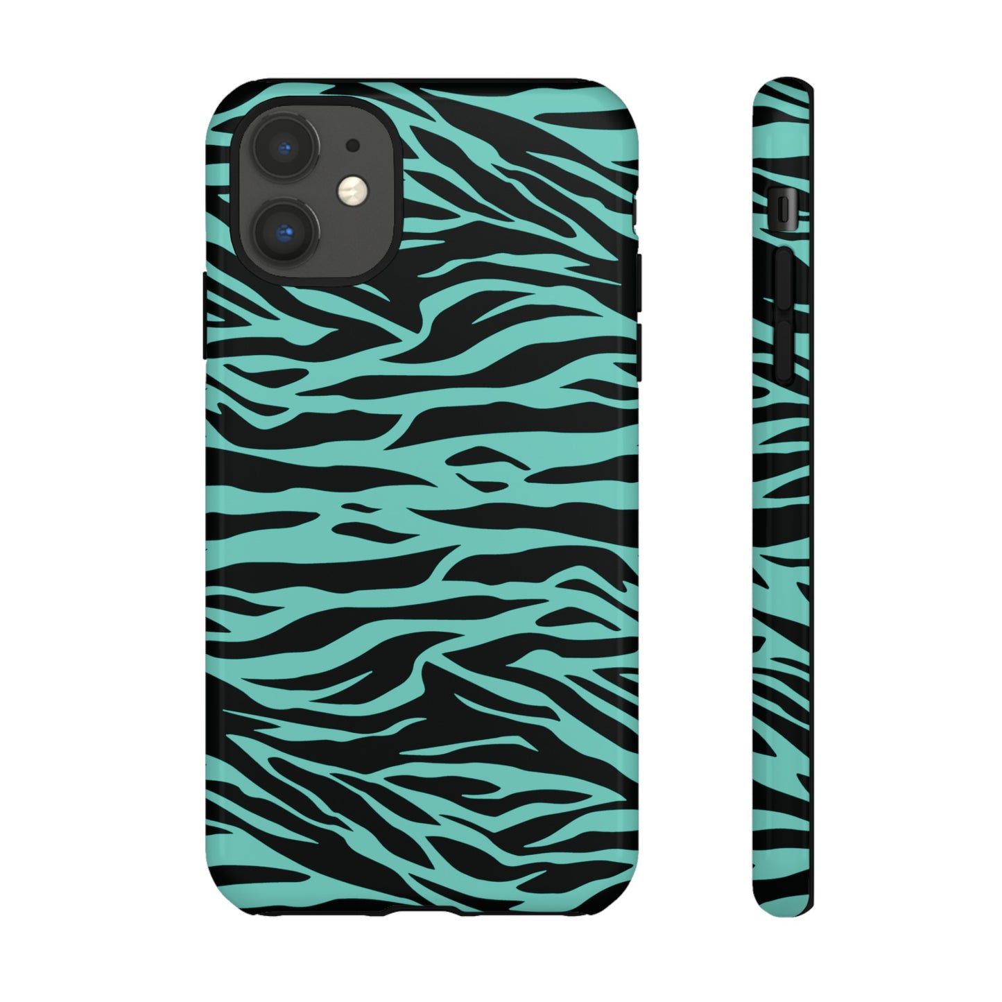 Aqua Cute Wild Tiger Print Pattern Tough Phone Case, Phone Case, JSCHAFFA.com