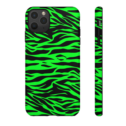 Green Cute Wild Tiger Print Pattern Tough Phone Case, Phone Case, JSCHAFFA.com