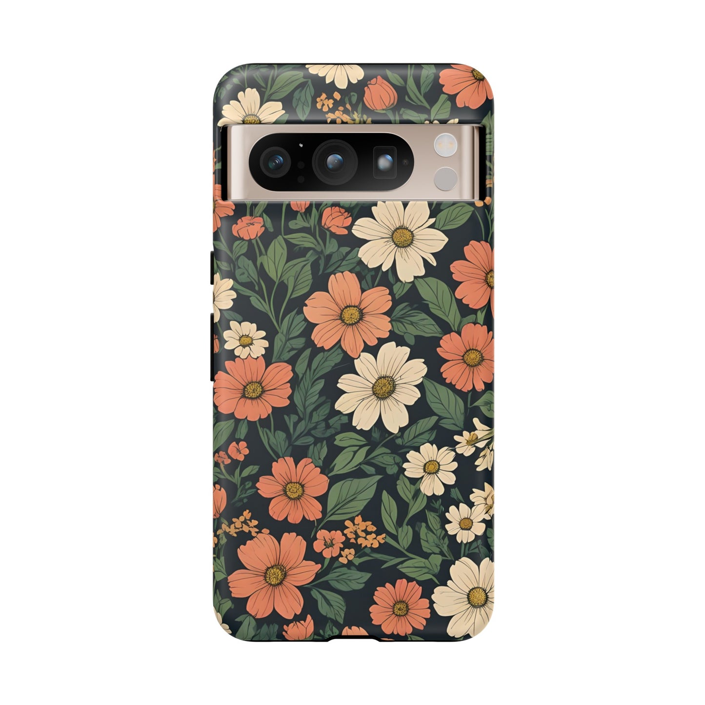 Orange & White Floral Phone Case - Elegant Protection for iPhone, Samsung, and Google Phones, Phone Case, JSCHAFFA.com