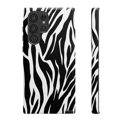 Black White Tiger Print Tough Case Cover for iPhone Samsung and Google phones., Phone Case, JSCHAFFA.com