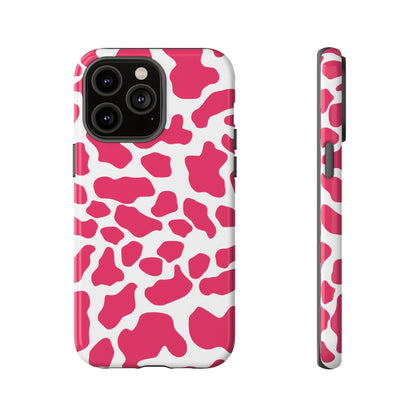 Pink Cow Print Cellphone Case iPhone Samsung Google, Phone Case, JSCHAFFA.com