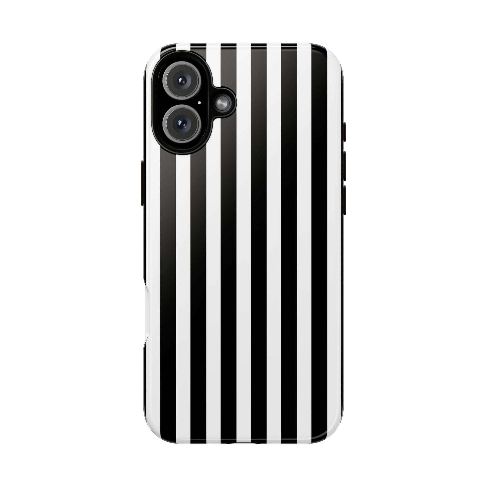 Black & White Horizontal Stripe Tough Phone Case for iPhone, Samsung, and Google Phones