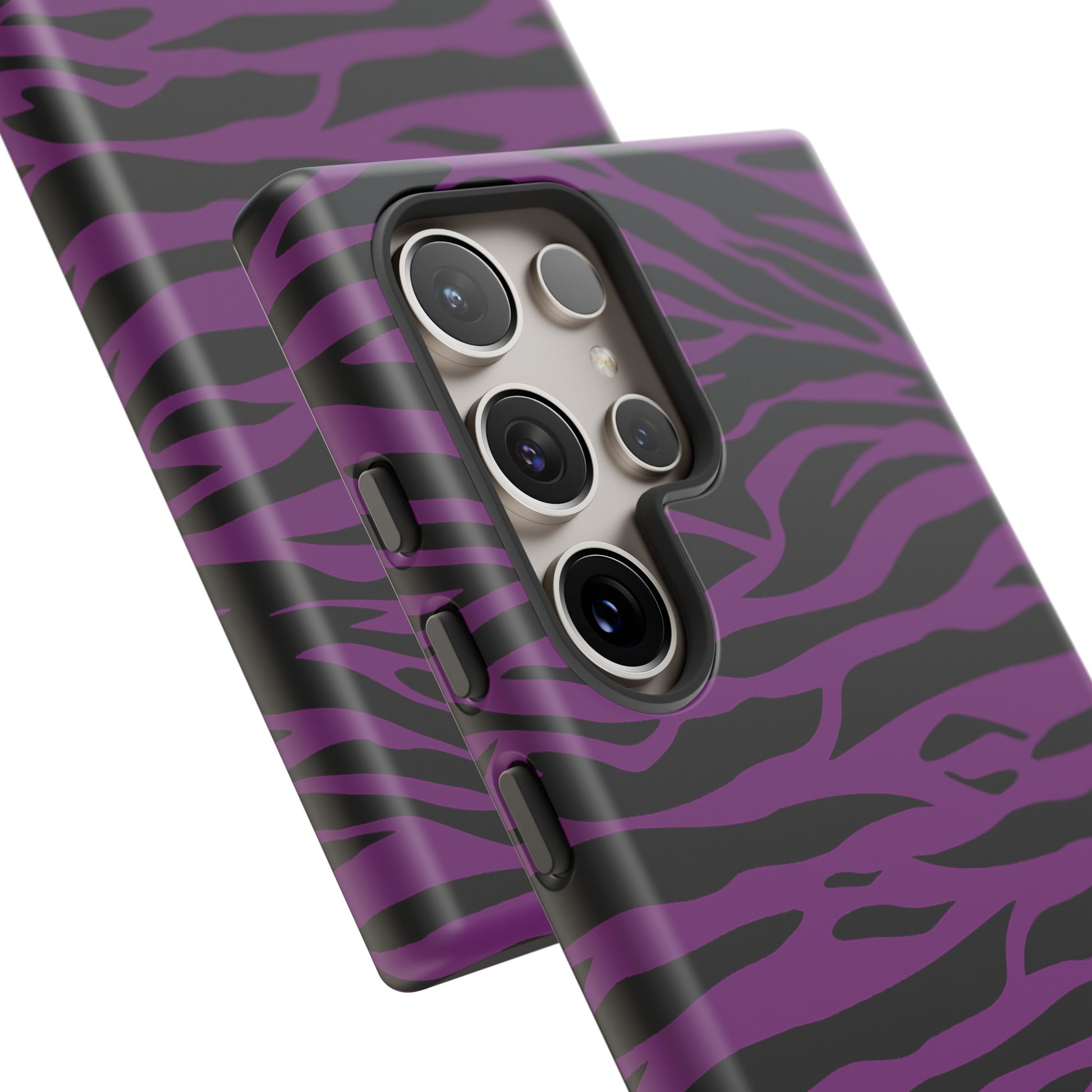 Purple Black Tiger print tough phone case, Phone Case, JSCHAFFA.com