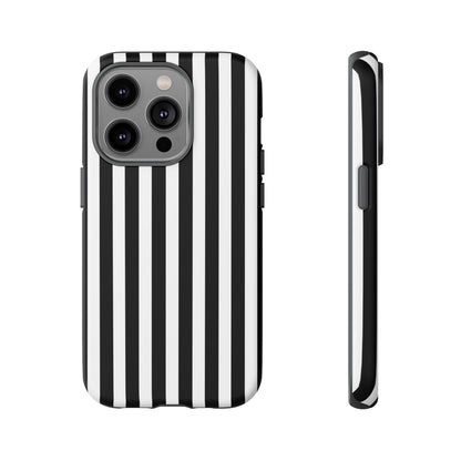 Black White Horizontal Stripe Phone Case Cover, iPhone, Samsung Galaxy S24, and Google Pixel Phones