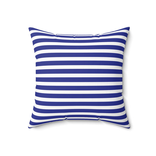 Navy White Striped Throw Pillow, Square Decorative Pillow | Nautical Coastal Cushion