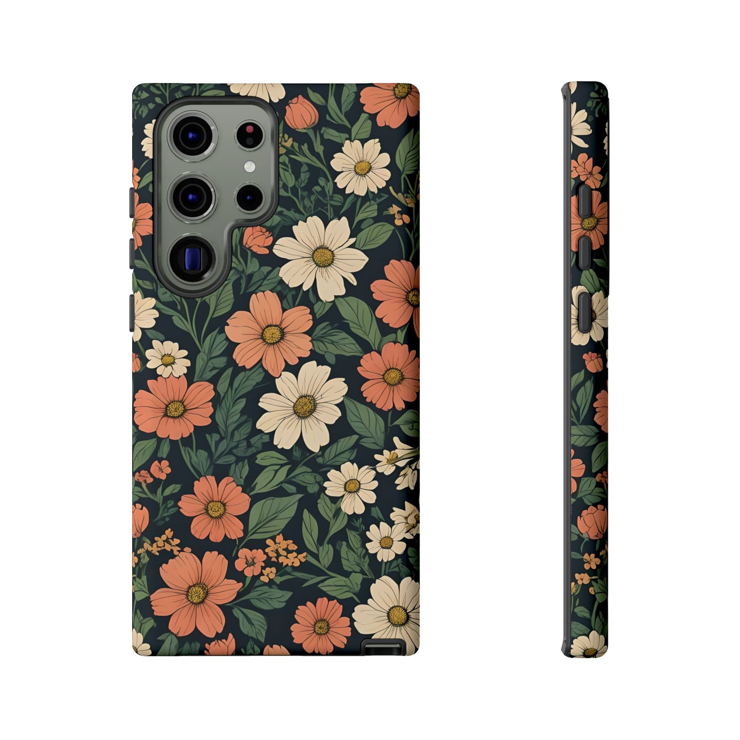 Orange & White Floral Phone Case - Elegant Protection for iPhone, Samsung, and Google Phones