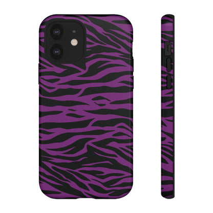 Purple Black Tiger print tough phone case, Phone Case, JSCHAFFA.com