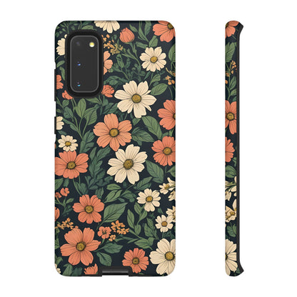 Orange & White Floral Phone Case - Elegant Protection for iPhone, Samsung, and Google Phones