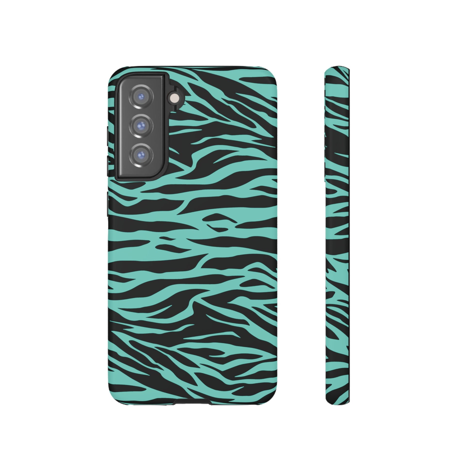 Aqua Cute Wild Tiger Print Pattern Tough Phone Case, Phone Case, JSCHAFFA.com