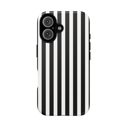 Black White Horizontal Stripe Phone Case Cover, iPhone, Samsung Galaxy S24, and Google Pixel Phones