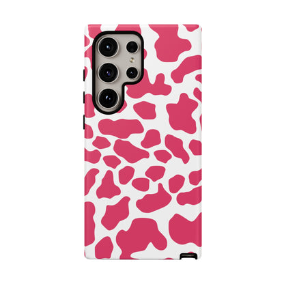 Pink Cow Print Cellphone Case iPhone Samsung Google, Phone Case, JSCHAFFA.com