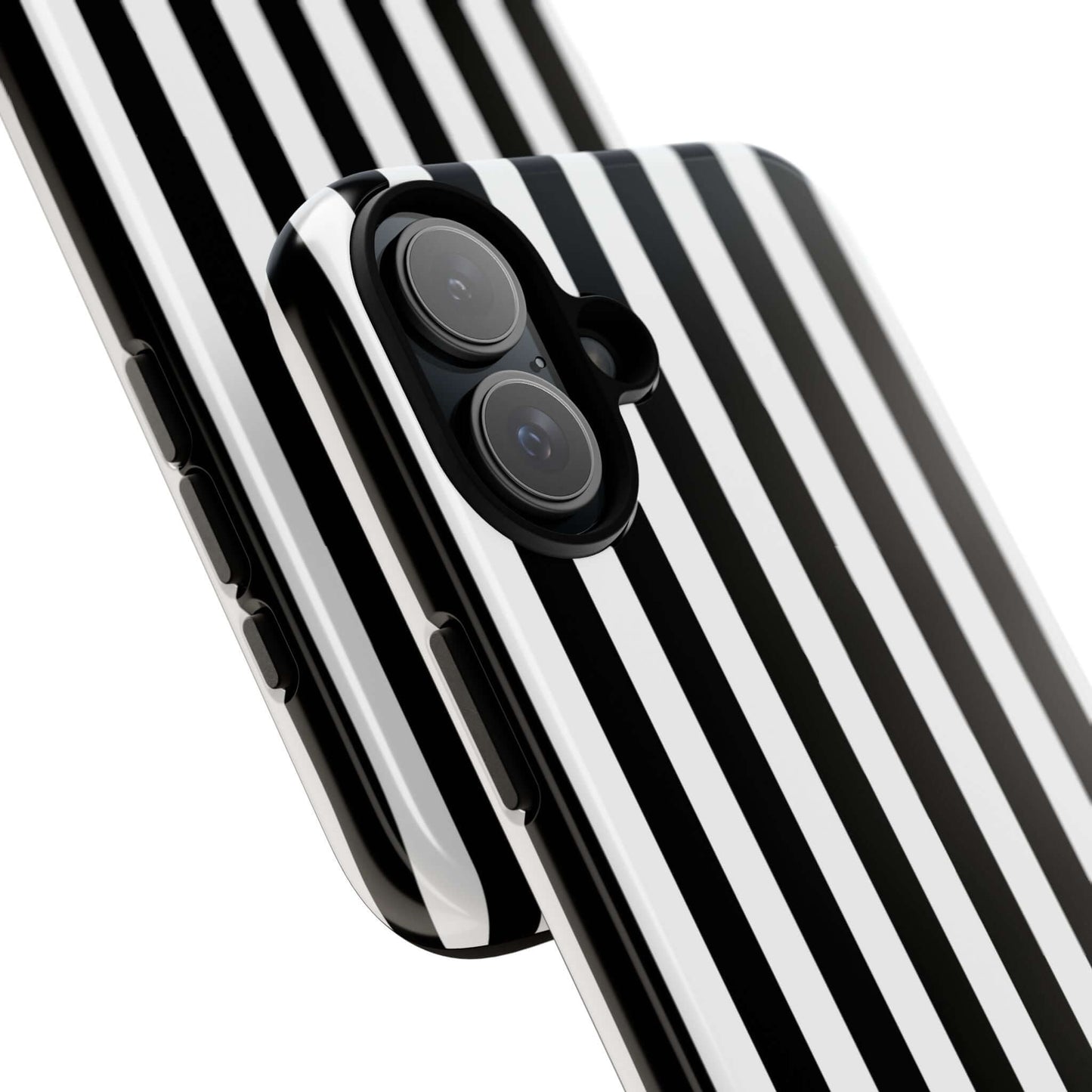 Black & White Horizontal Stripe Tough Phone Case for iPhone, Samsung, and Google Phones