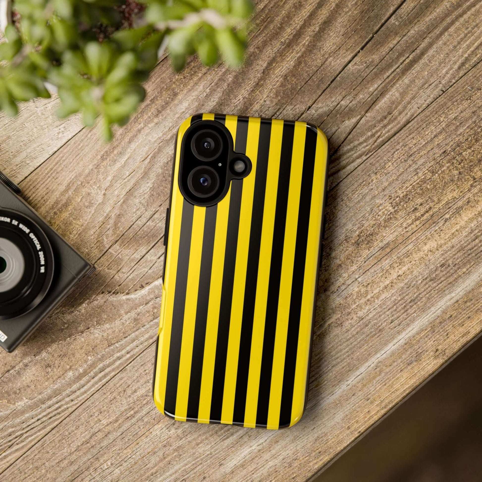 Yellow & Black Stripe Tough Case Phone Case for iPhone, Samsung, Google Mobile phones