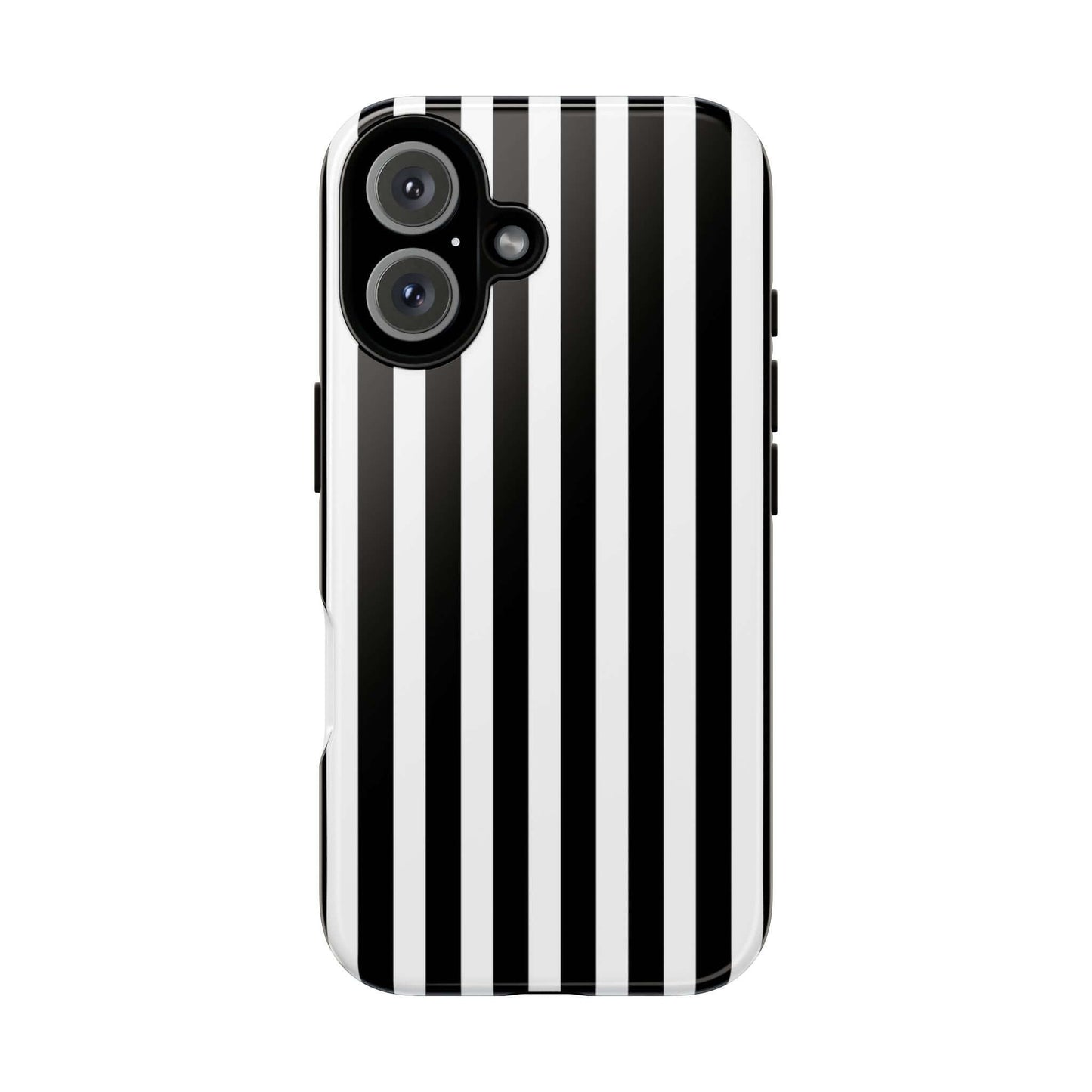 Black & White Horizontal Stripe Tough Phone Case for iPhone, Samsung, and Google Phones