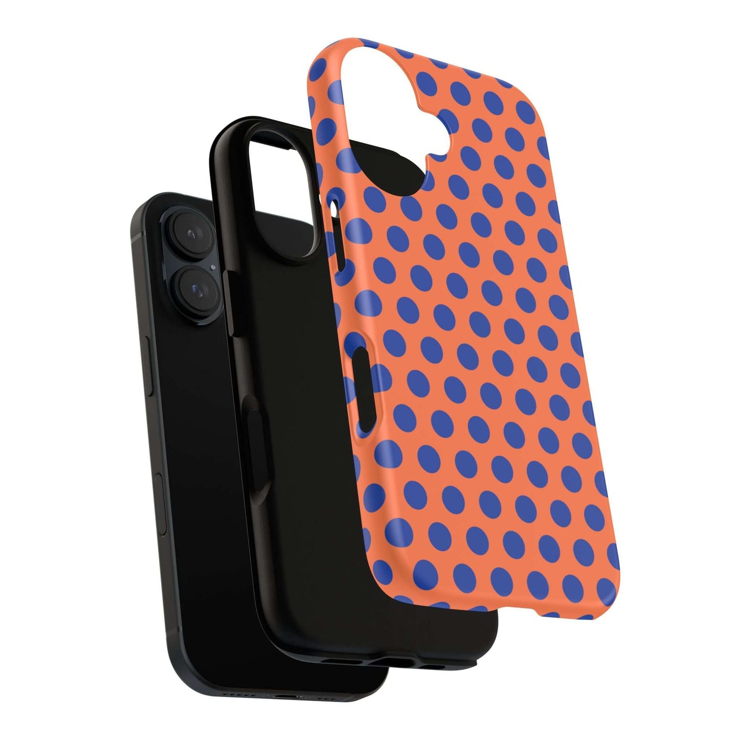 Orange & Blue Polkadot Tough Phone Case for iPhone, Samsung, and Google Phones