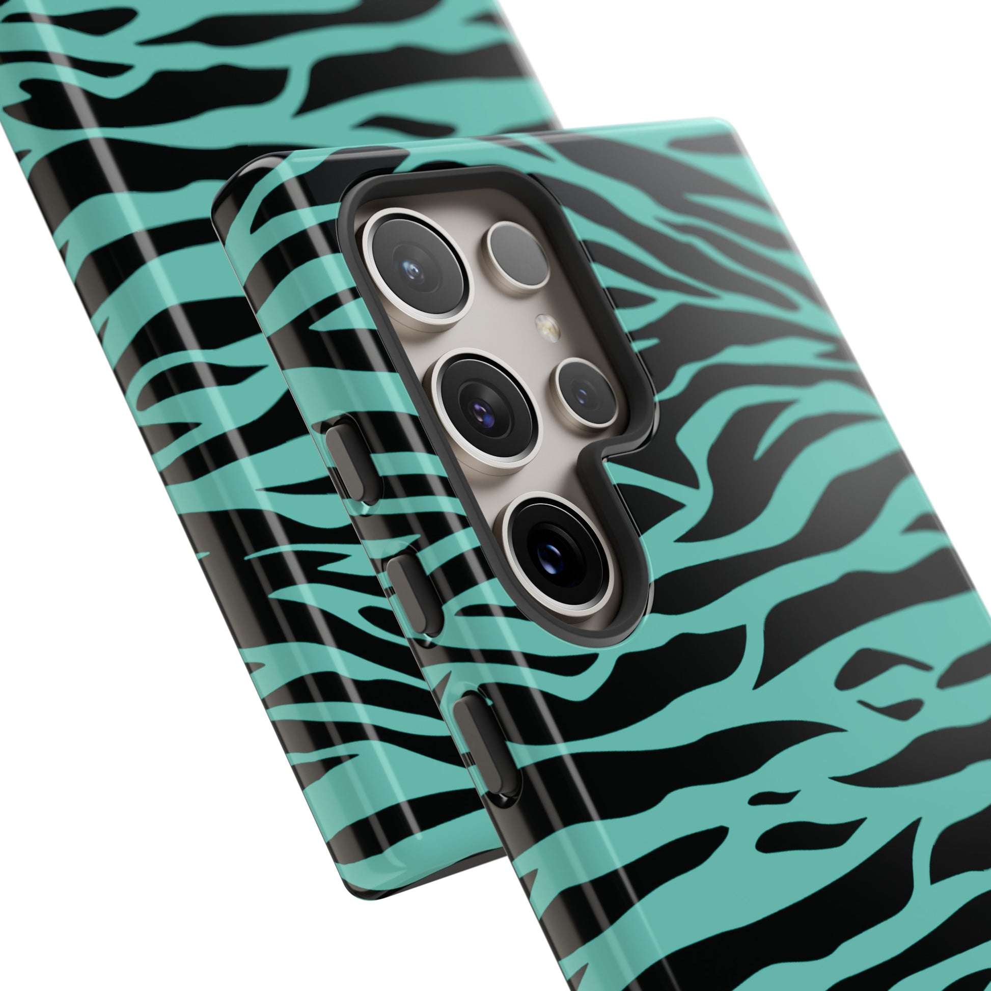 Aqua Cute Wild Tiger Print Pattern Tough Phone Case, Phone Case, JSCHAFFA.com