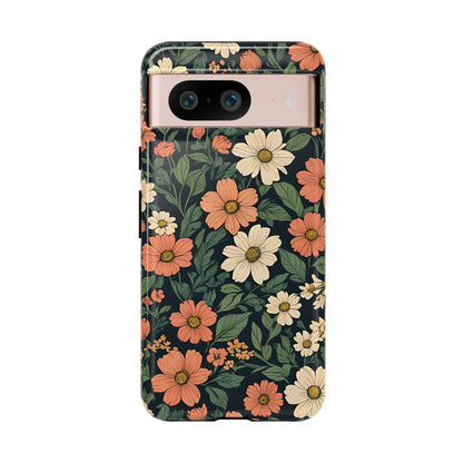 Orange & White Floral Phone Case - Elegant Protection for iPhone, Samsung, and Google Phones