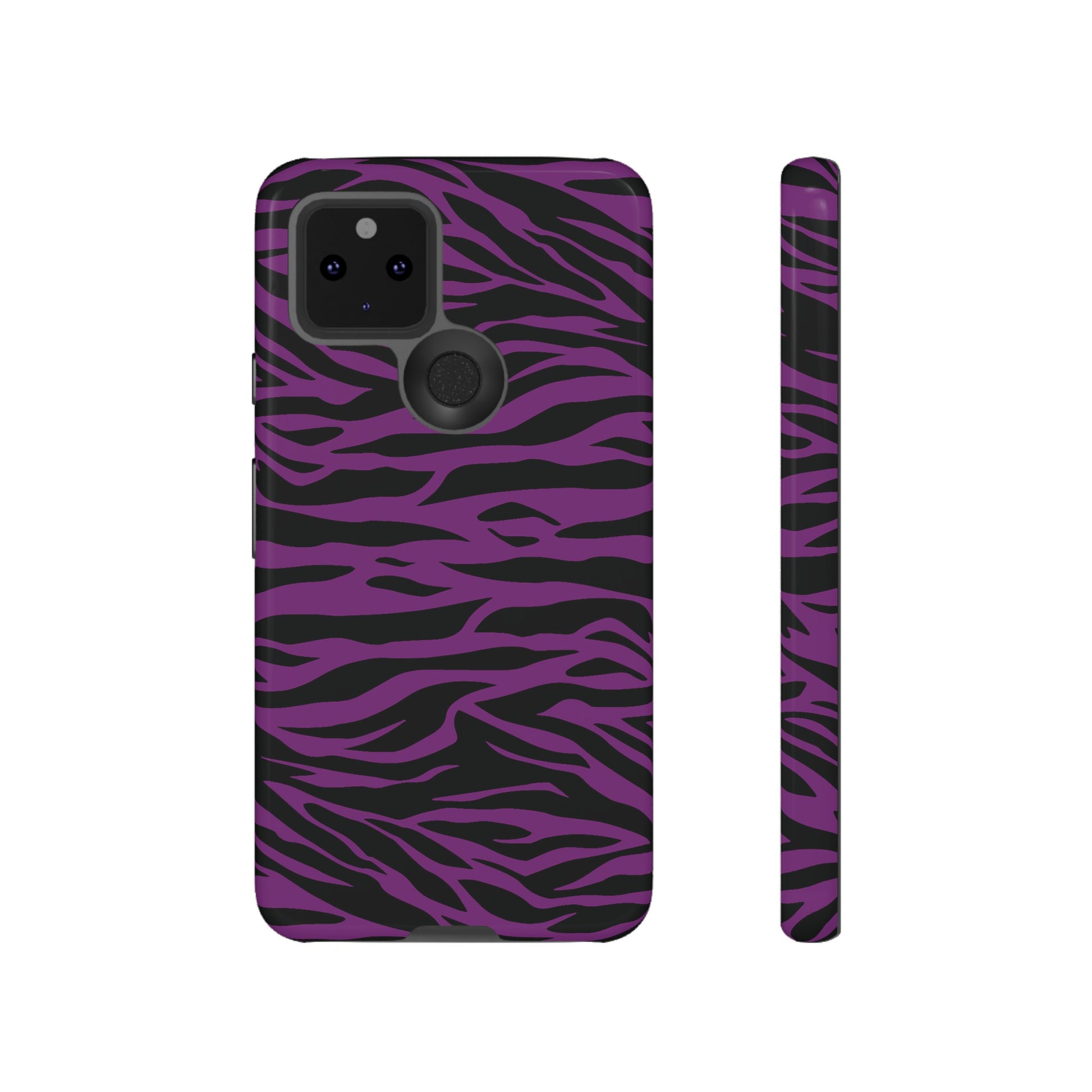 Purple Black Tiger print tough phone case, Phone Case, JSCHAFFA.com