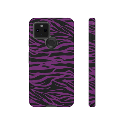 Purple Black Tiger print tough phone case, Phone Case, JSCHAFFA.com