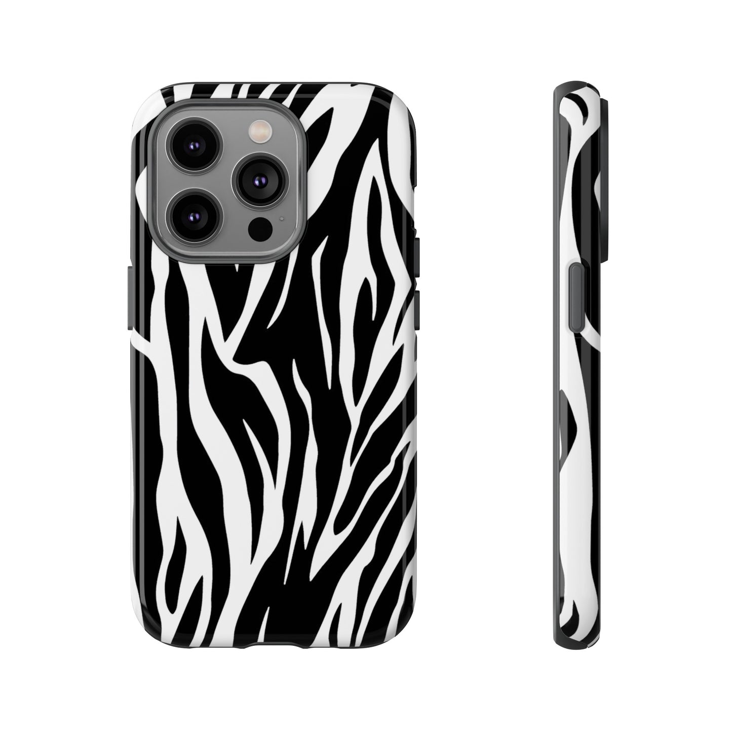 Black White Tiger Print Tough Case Cover for iPhone Samsung and Google phones., Phone Case, JSCHAFFA.com