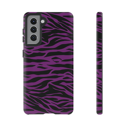 Purple Black Tiger print tough phone case, Phone Case, JSCHAFFA.com