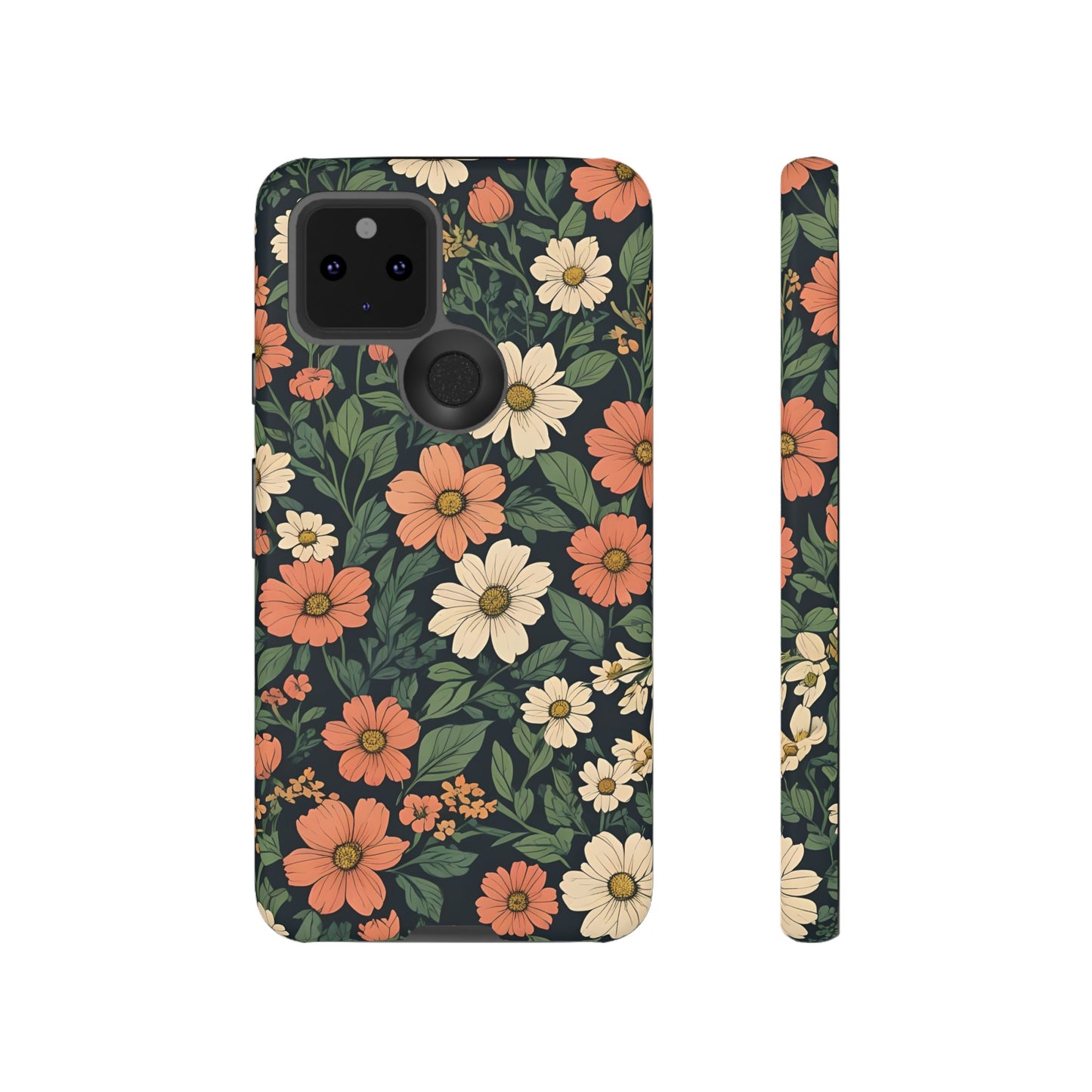 Orange & White Floral Phone Case - Elegant Protection for iPhone, Samsung, and Google Phones, Phone Case, JSCHAFFA.com