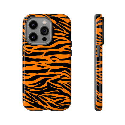 Orange Cute Wild Tiger Print Pattern Tough Phone Case.