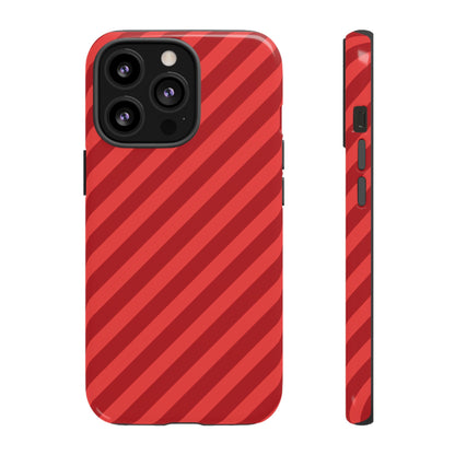 Tough Cases, Phone Case, Red Diagonal Glossy Cover, Protective Tech Accessories, Hard Shell Case, Smartphone Accessories, Fashionable Device