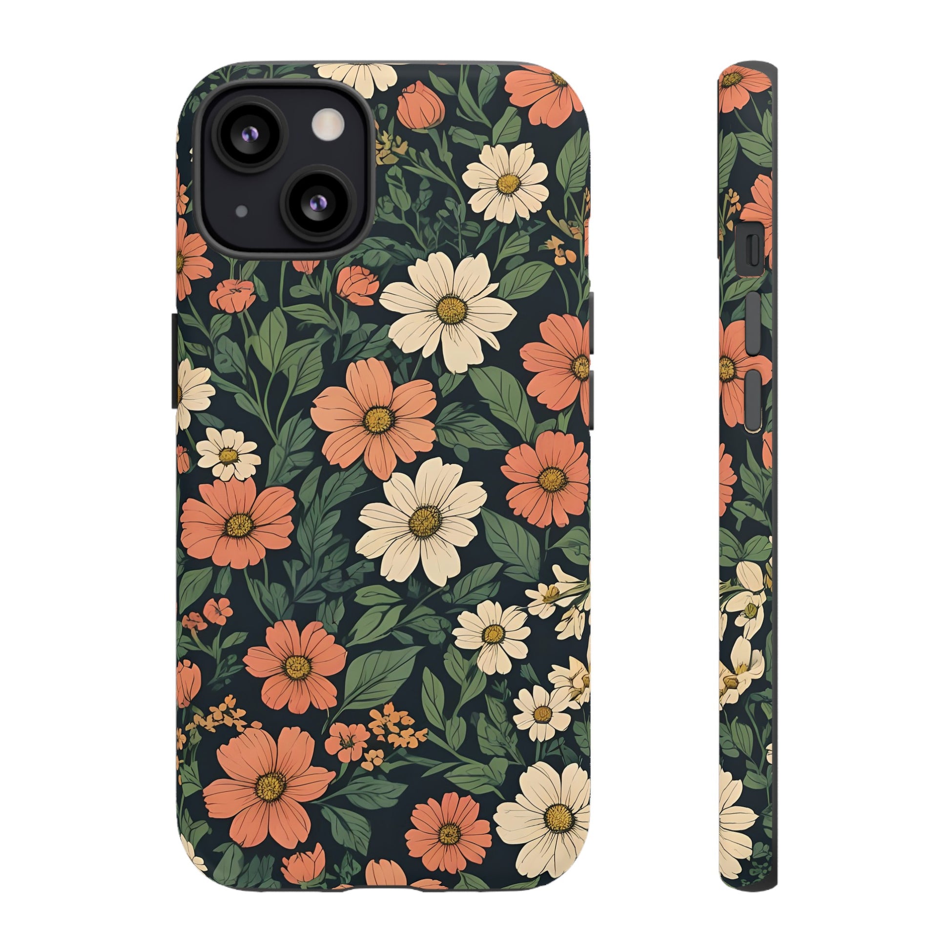 Orange & White Floral Phone Case - Elegant Protection for iPhone, Samsung, and Google Phones, Phone Case, JSCHAFFA.com