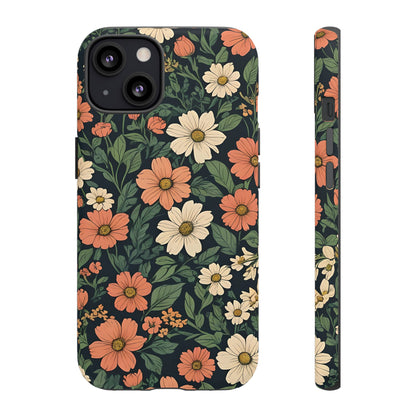 Orange & White Floral Phone Case - Elegant Protection for iPhone, Samsung, and Google Phones, Phone Case, JSCHAFFA.com