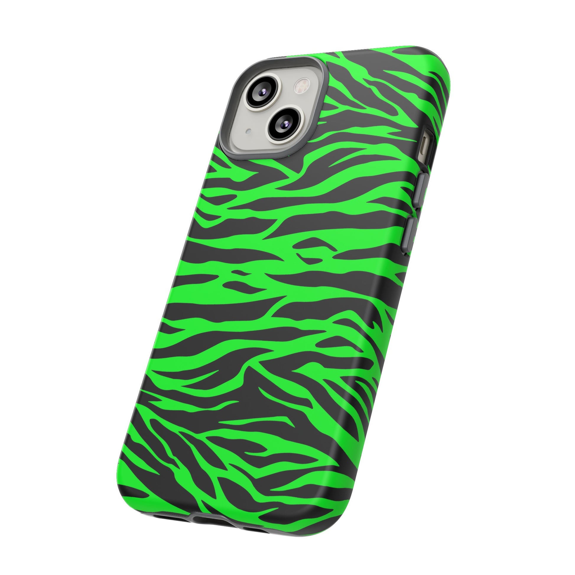 Green Cute Wild Tiger Print Pattern Tough Phone Case, Phone Case, JSCHAFFA.com