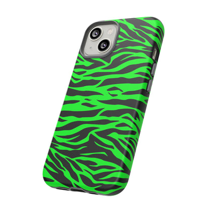 Green Cute Wild Tiger Print Pattern Tough Phone Case, Phone Case, JSCHAFFA.com