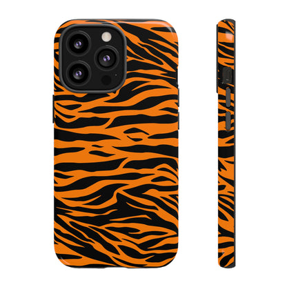 Orange Cute Wild Tiger Print Pattern Tough Phone Case.