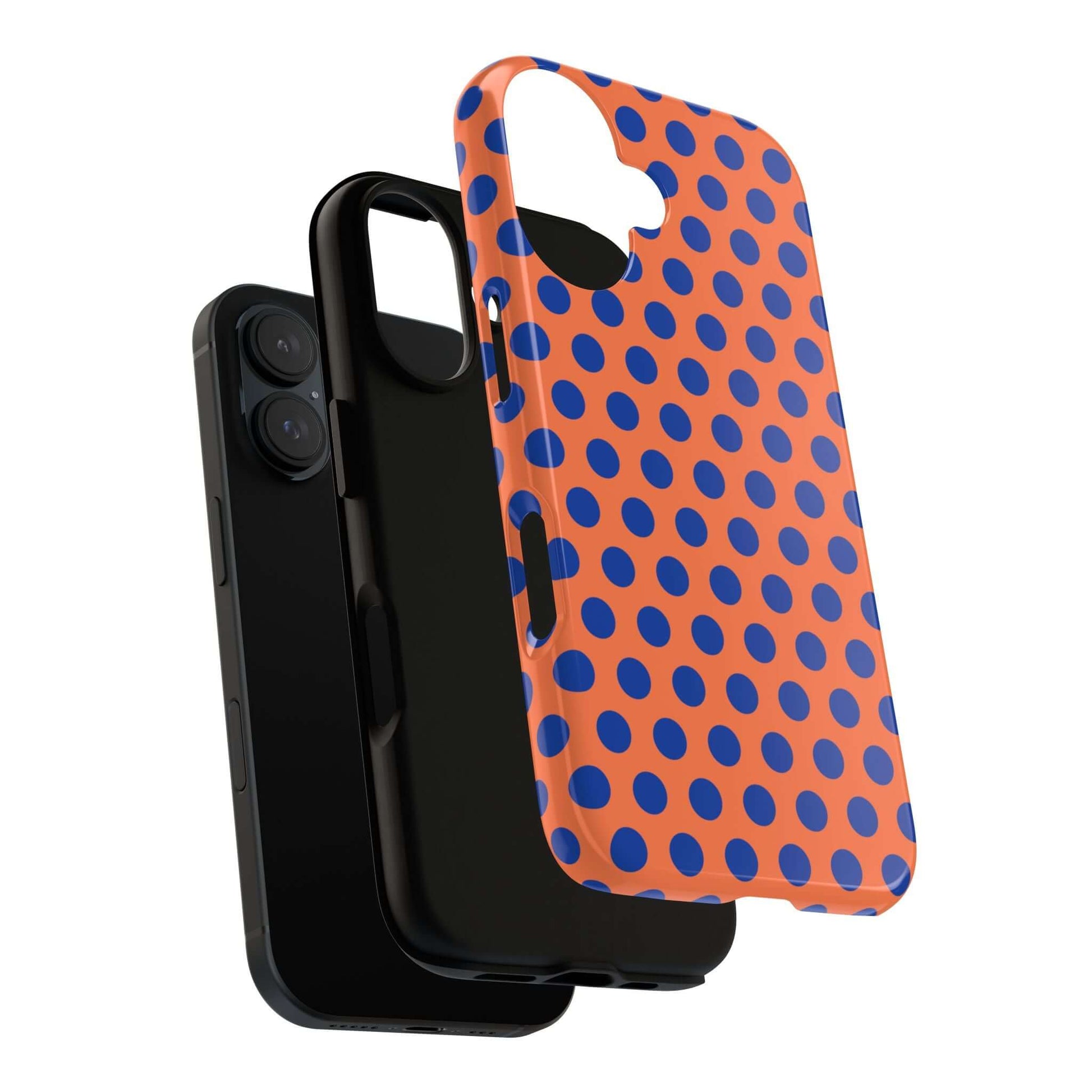 Orange & Blue Polkadot Tough Phone Case for iPhone, Samsung, and Google Phones