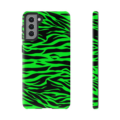 Green Cute Wild Tiger Print Pattern Tough Phone Case, Phone Case, JSCHAFFA.com