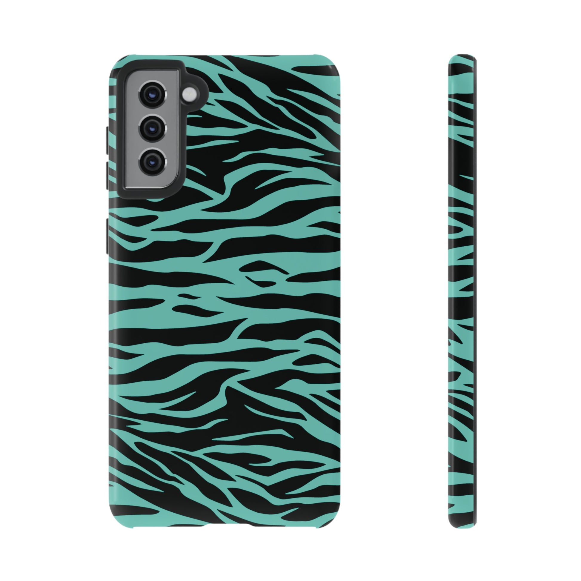 Aqua Cute Wild Tiger Print Pattern Tough Phone Case, Phone Case, JSCHAFFA.com