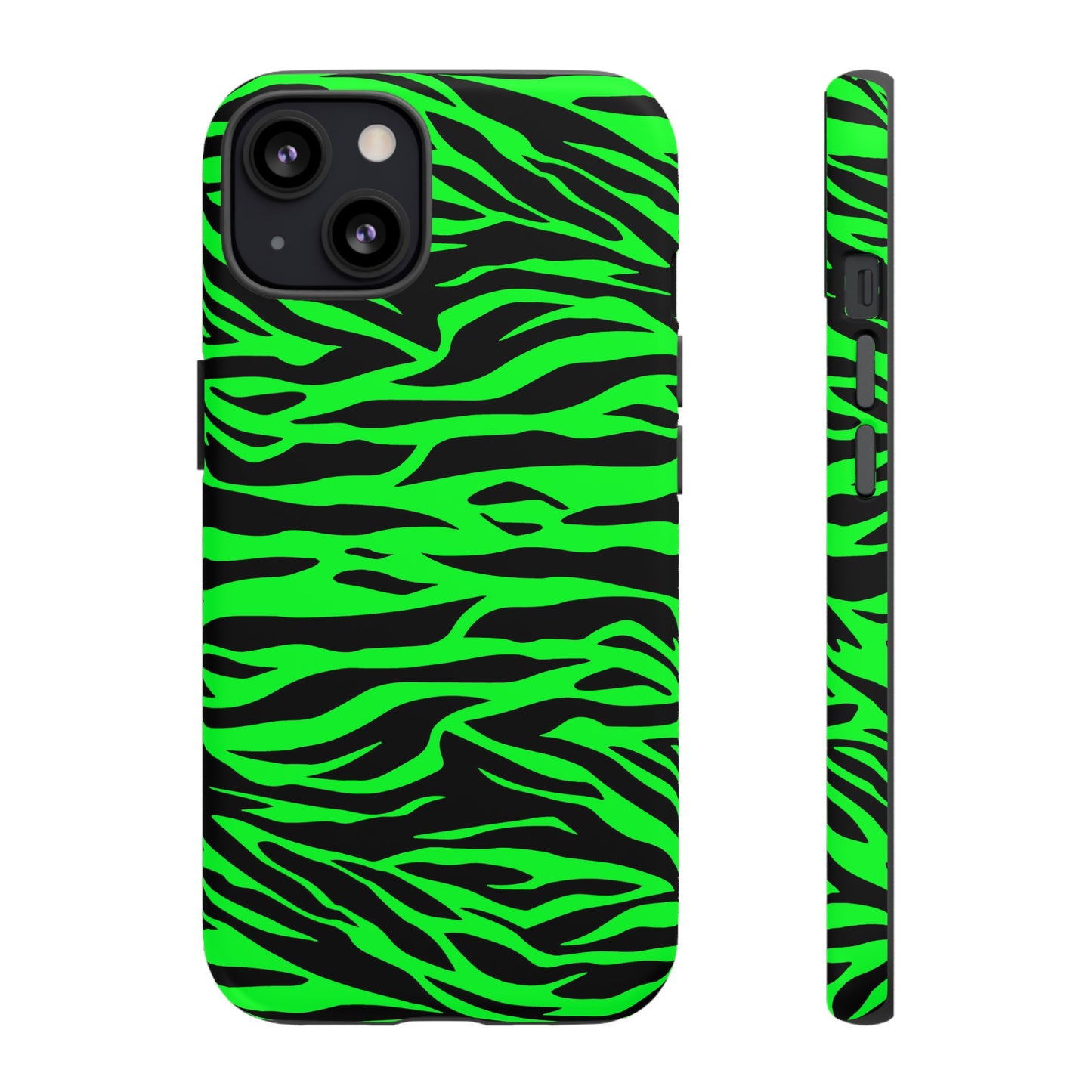 Green Cute Wild Tiger Print Pattern Tough Phone Case, Phone Case, JSCHAFFA.com