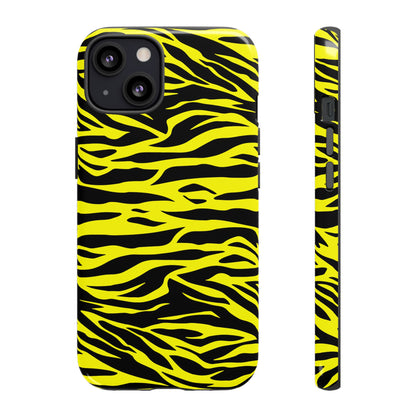 Yellow Cute Wild Tiger Print Pattern Tough Phone Case