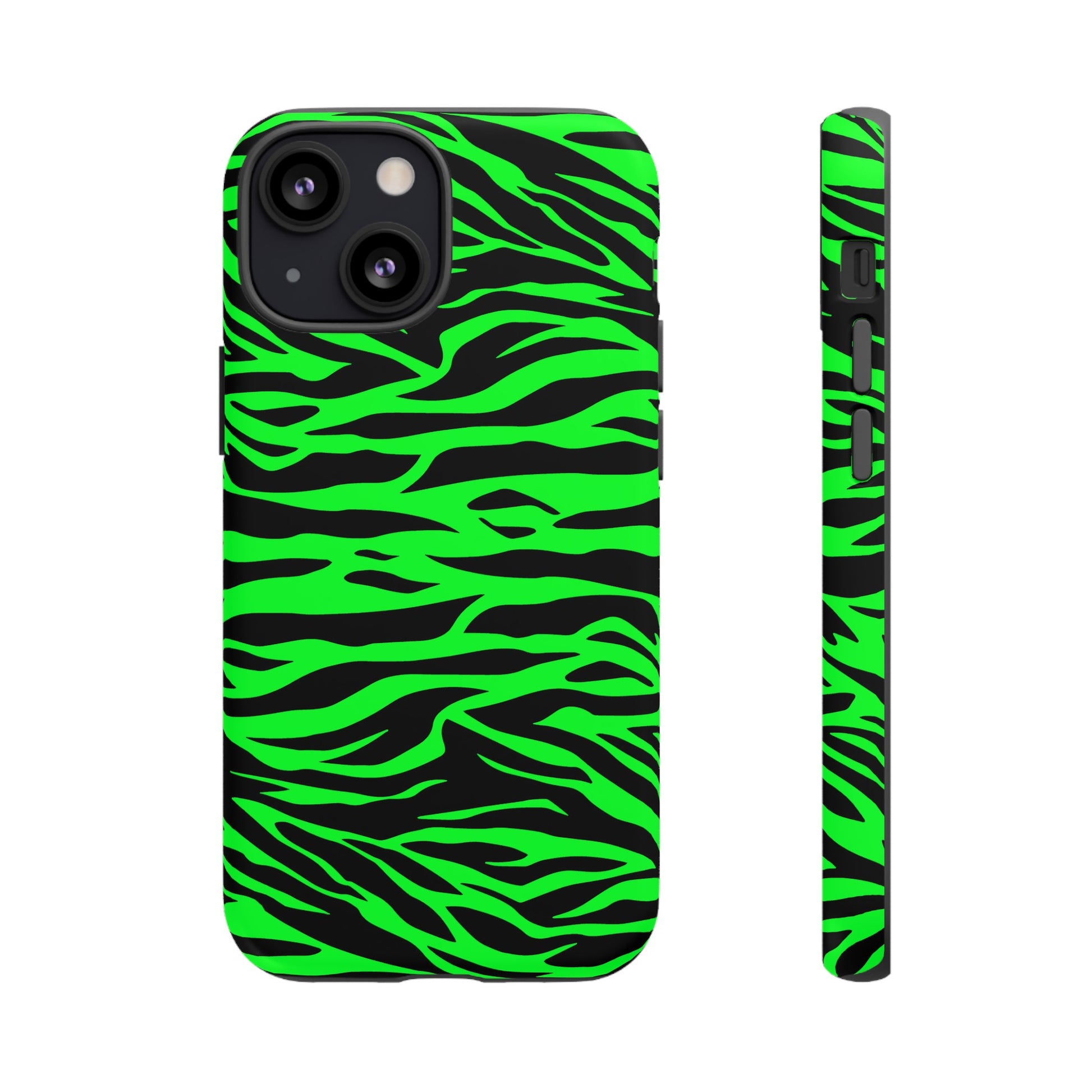 Green Cute Wild Tiger Print Pattern Tough Phone Case, Phone Case, JSCHAFFA.com