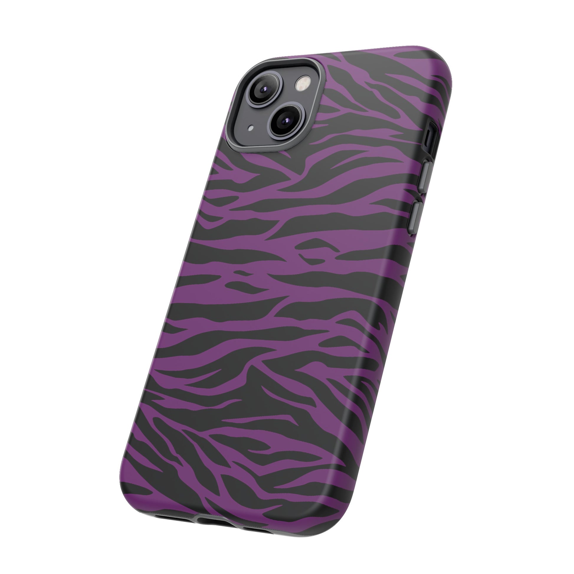 Purple Black Tiger print tough phone case, Phone Case, JSCHAFFA.com