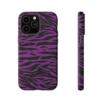 Purple Black Tiger print tough phone case, Phone Case, JSCHAFFA.com