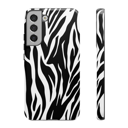 Black White Tiger Print Tough Case Cover for iPhone Samsung and Google phones., Phone Case, JSCHAFFA.com