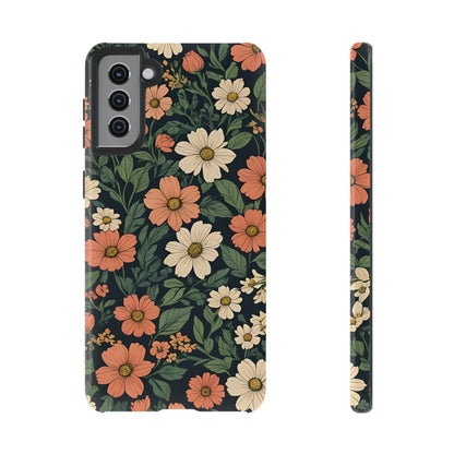 Orange & White Floral Phone Case - Elegant Protection for iPhone, Samsung, and Google Phones, Phone Case, JSCHAFFA.com